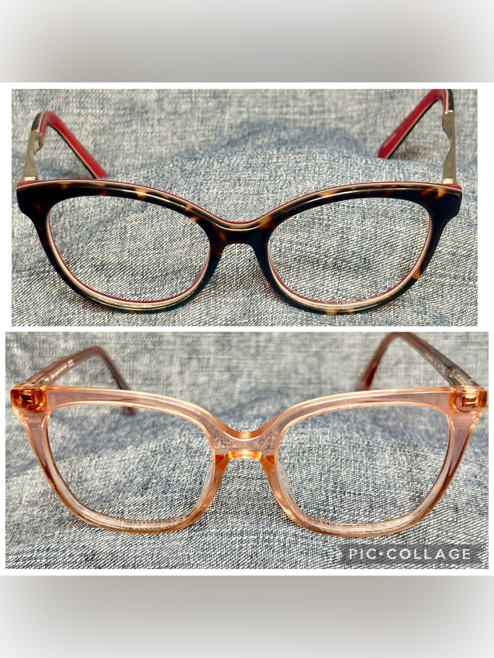 2 Pair Kate Spade Women Eyeglass Frames Cat Eye Oval Tortoiseshell Crystal Pink